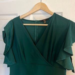 Women’s Deep V Neck Dress Ruffle Mini Sleeve, Ruffle Off Middle Detail, US 18/20